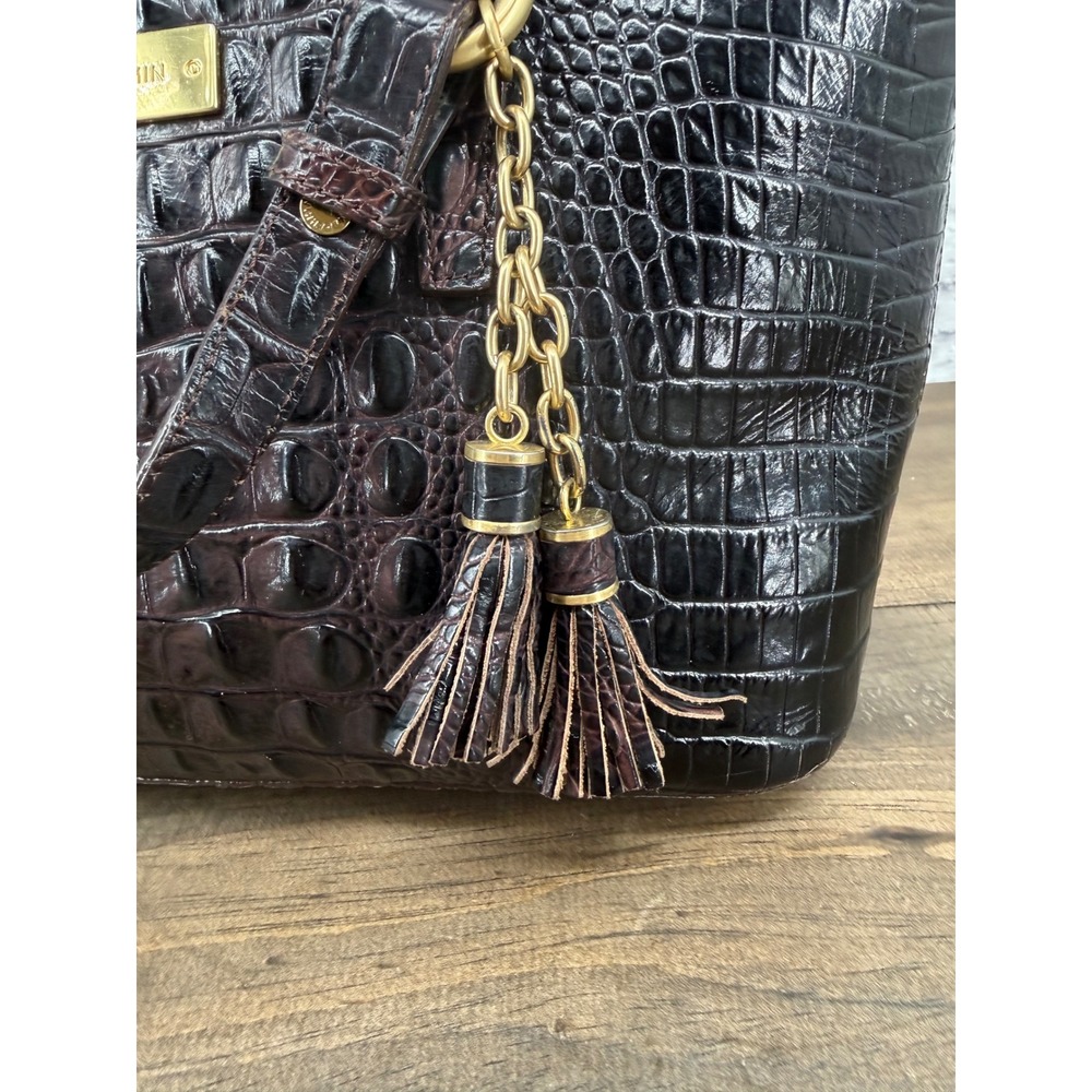 Brahmin Asher Tassel Melbourne Tote Croc Embossed Leather Satchel Crossbody Bag - Picture 4 of 16